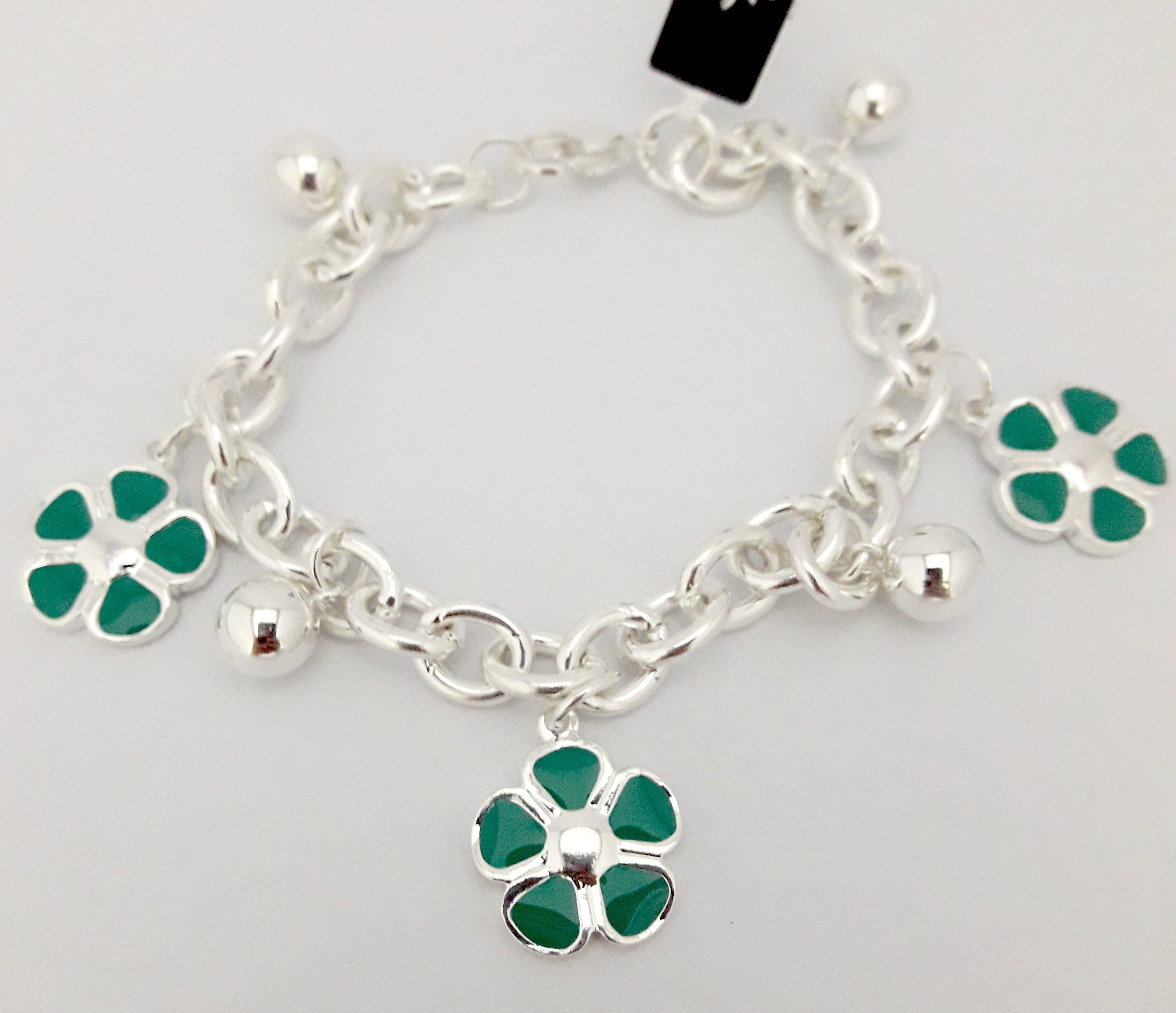 B37-56 - PULSERA CON FLORES EN VERDE TIFFANY